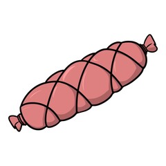 Delicious pink smoked sausage, vector cartoon illustration