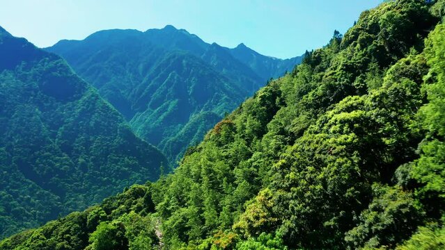 Aerial view of road In beautiful mountain and Jade Mountain Range in Taiwan.