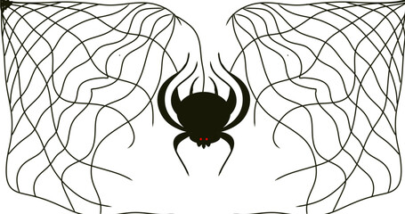 spider web silhouette black vector illustration