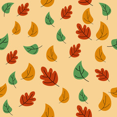 autumn pattern with yellow and orange leaves