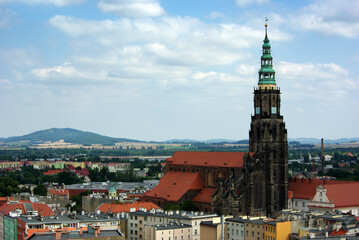 Naklejka premium View of the Cathedral of Saints Stanislaus and Wenceslas in Swidnica, Lower Silesia