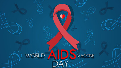 World Aids Vaccine Day 18th May awareness Web banner, template poster design and Backdrop Aids Vaccine Day blue color vector illustration.