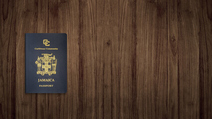 Jamaican passport on a wooden background ,The Jamaican passport is issued to citizens of Jamaica...