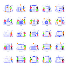 Collection of Finance and Business Flat Illustrations 