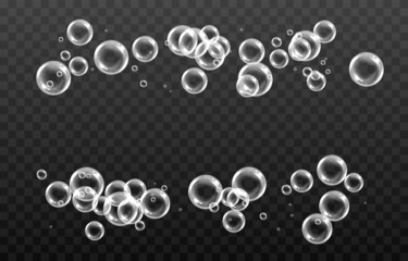 Vector soap bubble. Realistic soap bubble png, glare. Bubbles png. Powder, soap, detergent.