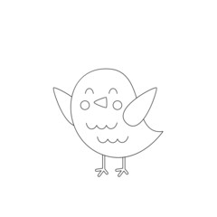 Vector illustration of cute bird on white background.