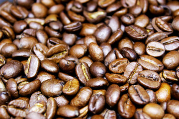 Scattering of coffee beans.