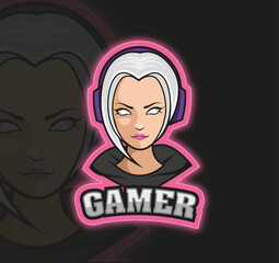 A gamer girl.  Logo of the game character.