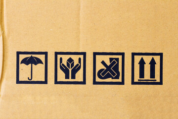 Caution symbol on brown Packaging paper