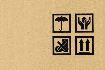 Caution symbol on brown Packaging paper