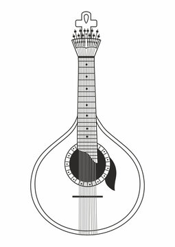 Guitarra Portuguesa ancient Fado folk musical instrument in Portugal. Portuguese guitar. Vector illustration. Vector illustration