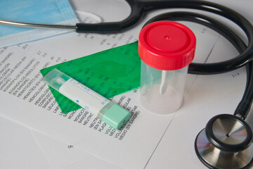 Close-up of a fecal occult blood test kit used to detect bleeding in the digestive tract