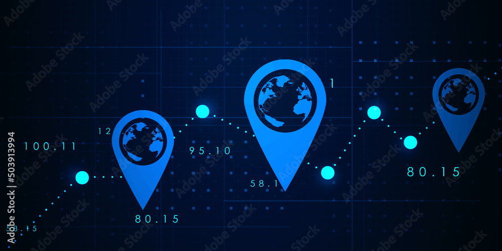 Poster 2d rendering red map pointer