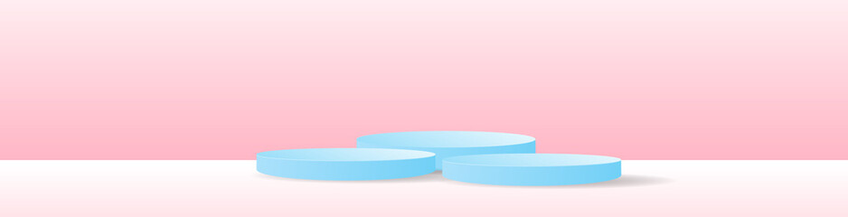 Bannerblur Podium with in Valentine's Day on pink background ,  Modern design  3D illustration Vector EPS 10