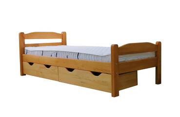 children's single bed with mattress and drawers
