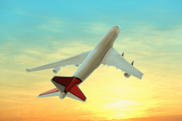 Fototapeta na wymiar View of airplane in beautiful sky. Travel concept