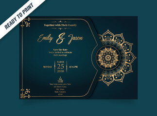 Luxury mandala design wedding invitation card vector template