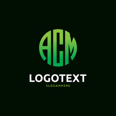 acm Monogram logo, acm Circle font, Round monogram acm letters, three letters logo