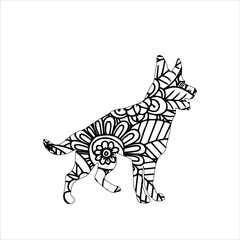 Fototapeta na wymiar illustration of a Dog . Mandala animal coloring page with Dog , Dog Mandala coloring page Unicorn Mandala Vector Line Art Style, Beautiful Horse Jump. Vector illustration.