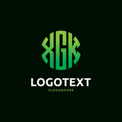 xgk Monogram logo, xgk Circle font, Round monogram xgk letters, three letters logo