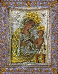 BARI, ITALY - MARCH 3, 2022: The icon of Madonna in the metal from Basilica di San Nicola by unknown artist