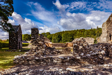 Fototapeta na wymiar Ancient historic ruin of Glenluce Abbey Dumfries and Galloway, Scotland tourist attraction