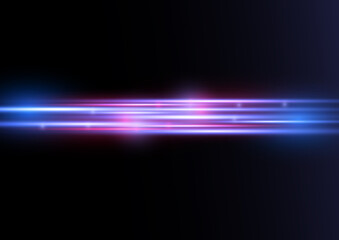 Fototapeta na wymiar Red blue motion police line, horizontal light rays
