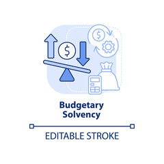 Budgetary solvency light blue concept icon. Generating revenue. Budget balance abstract idea thin line illustration. Isolated outline drawing. Editable stroke. Arial, Myriad Pro-Bold fonts used