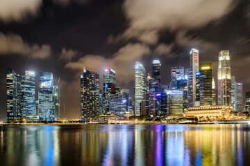 Awesome night view of downtown in Singapore