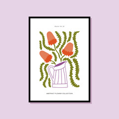 Abstract botanical print poster for wall are collection