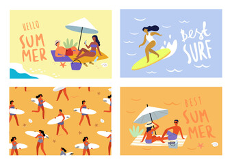 People vacation. Man and woman resting on tropic summer beach