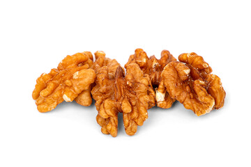 peeled walnuts close-up, isolated on a white background