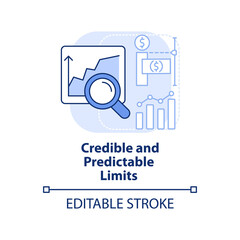 Credible and predictable limits light blue concept icon. Principle of budget planning abstract idea thin line illustration. Isolated outline drawing. Editable stroke. Arial, Myriad Pro-Bold fonts used