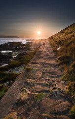 Troon Ayrshire rocky coast in Scotland