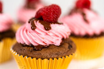Chocolate raspberry cupcakes