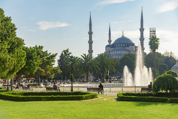 Fototapeta na wymiar The Sultan Ahmed Mosque (the Blue Mosque) in Istanbul, Turkey