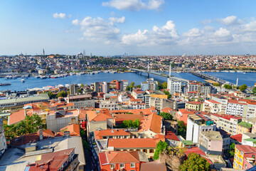 Naklejka na ściany i meble Aerial view of the Golden Horn, Istanbul, Turkey.