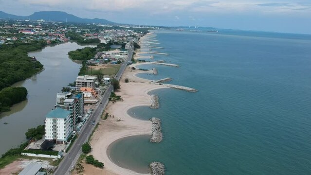 Aerial view of seascape at Rayong Province Thailand
