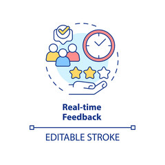Real-time feedback concept icon. Tendency in skill development abstract idea thin line illustration. Evaluating each other. Isolated outline drawing. Editable stroke. Arial, Myriad Pro-Bold fonts used