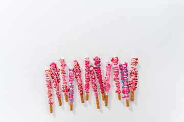 Valentine's Day Chocolate Covered Pretzel Rods