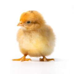 Fototapeta premium little yellow chicken on white background