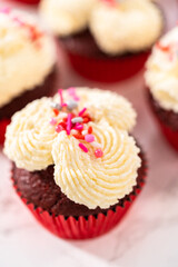 Red Velvet Cupcakes with White Chocolate Ganache Frosting