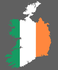 Map Ireland with flag europe cartography
