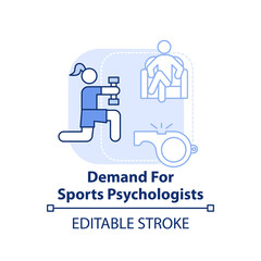 Demand for sports psychologist light blue concept icon. Trend in psychology abstract idea thin line illustration. Isolated outline drawing. Editable stroke. Arial, Myriad Pro-Bold fonts used