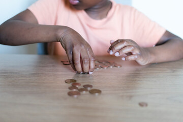 Boy counting coins