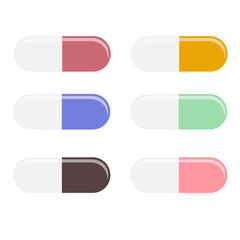 Pill flat isolated on white background. Vector illustration