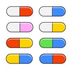 Set of tablets flat isolated on white background. Vector illustration