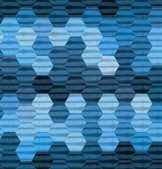 shades of blue repeating hexagonal mosaic pattern and design
