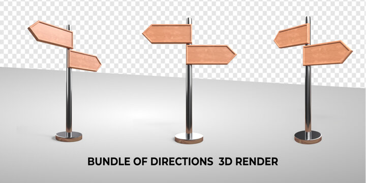 3D bundle of directions, sign,  place village, city