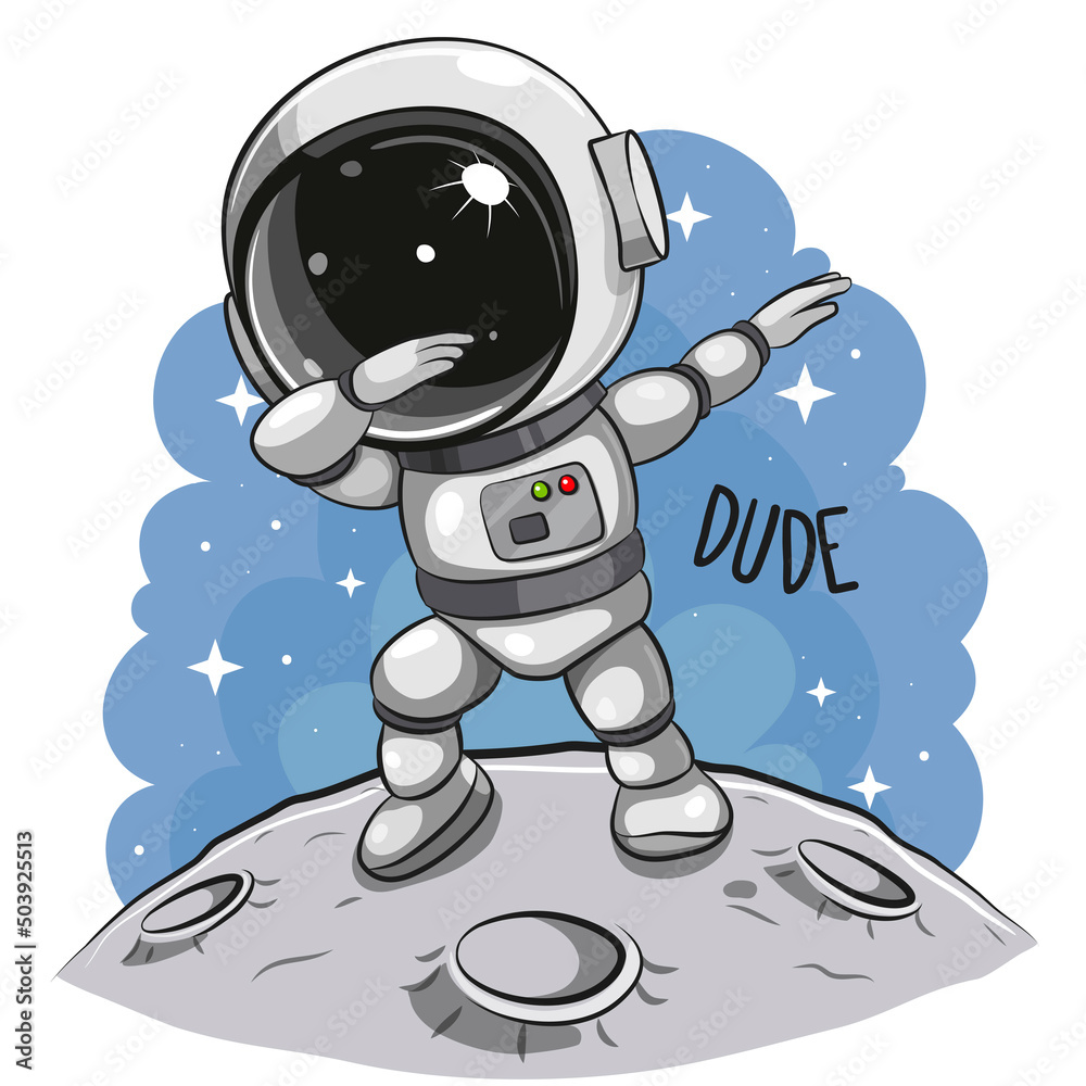 Wall mural dancing astronaut on the moon